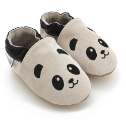 Chaussons cuir souple Panda