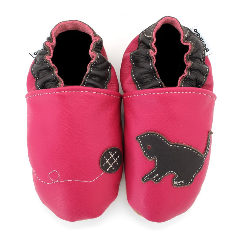 Chaussons cuir souple Chat