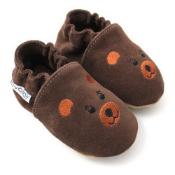 chaussons en cuir souple ours