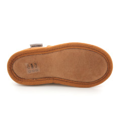 chaussons en cuir fourrés laine Camel