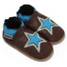 chaussons en cuir souple étoile bleu