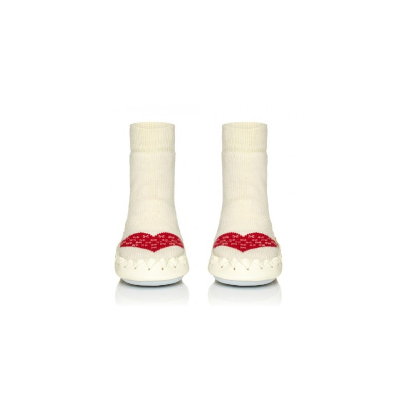 Chaussons Chaussettes blanc Coeur Rouge