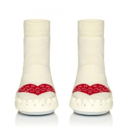Chaussons Chaussettes blanc Coeur Rouge