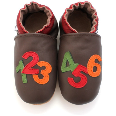 chaussons en cuir souple chiffre