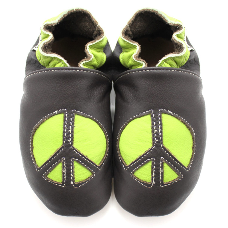 Chaussons Cuir Souple Peace and Love