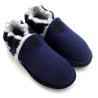 chaussons cuir souple fourrés marine
