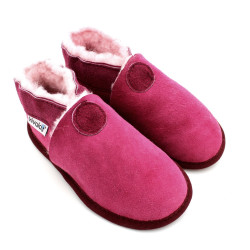 chaussons souples fourrés laine fuchsia