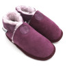chaussons en cuir souple fourrés couleur prune