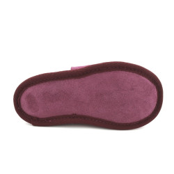 chaussons en cuir souple fourrés couleur prune