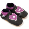 chaussons cuir souple coeur