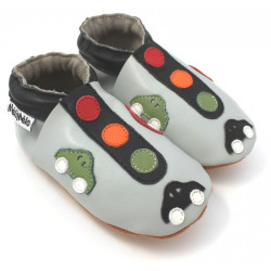 chaussons cuir souple voiture gris