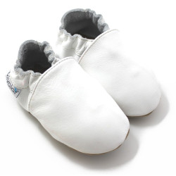 Chaussons cuir souple Blanc