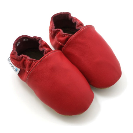 Chaussons cuir souple Rouge